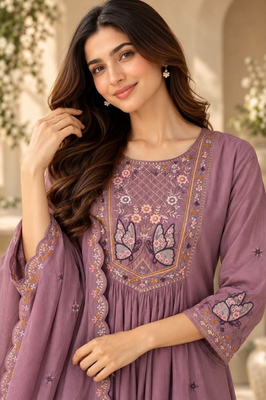 Premium Two-Tone (Too Ton) Silk Suit Set - Pink - view 5