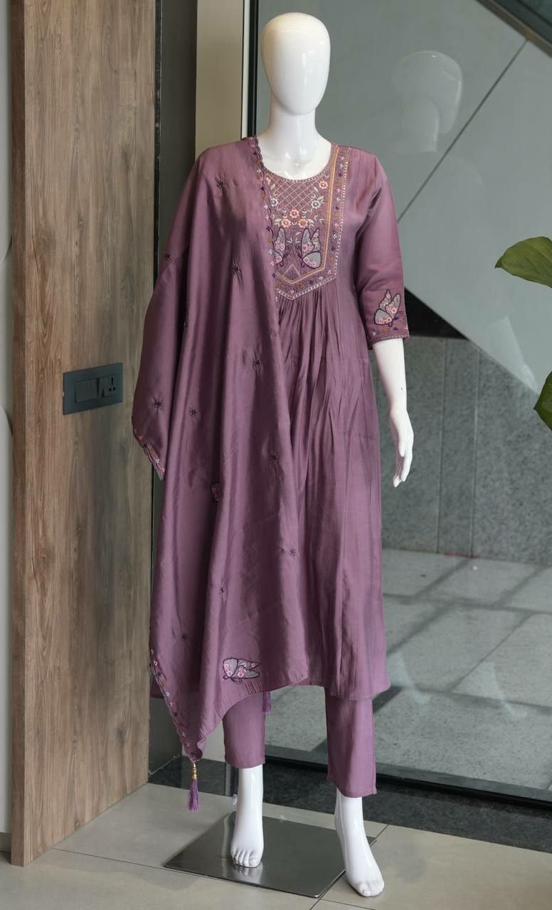 Premium Two-Tone (Too Ton) Silk Suit Set - Pink