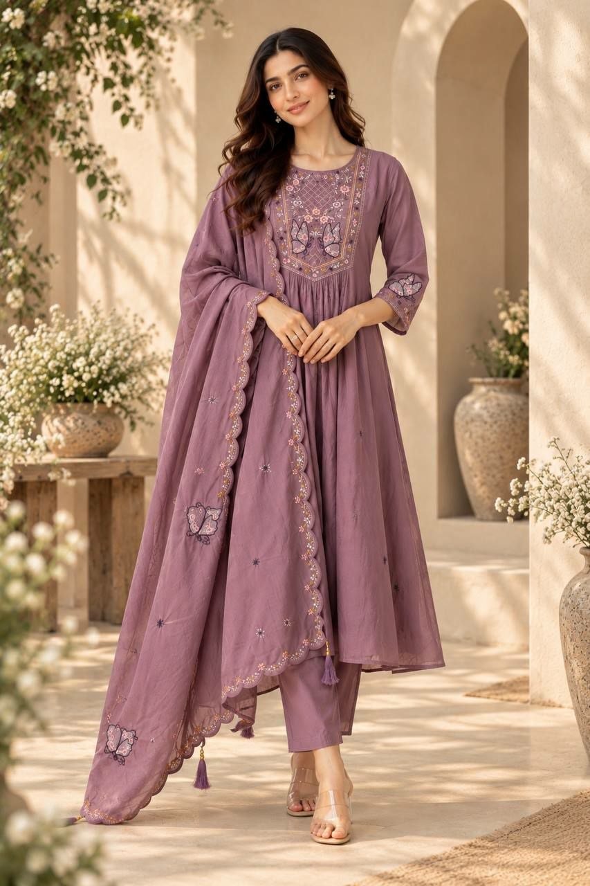 Premium Two-Tone (Too Ton) Silk Suit Set - Pink - view 2