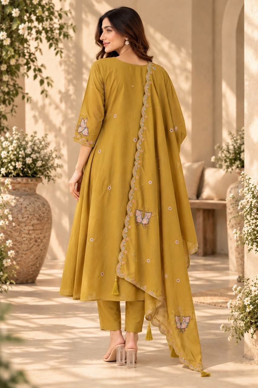 Premium Two-Tone (Too Ton) Silk Suit Set - Yellow