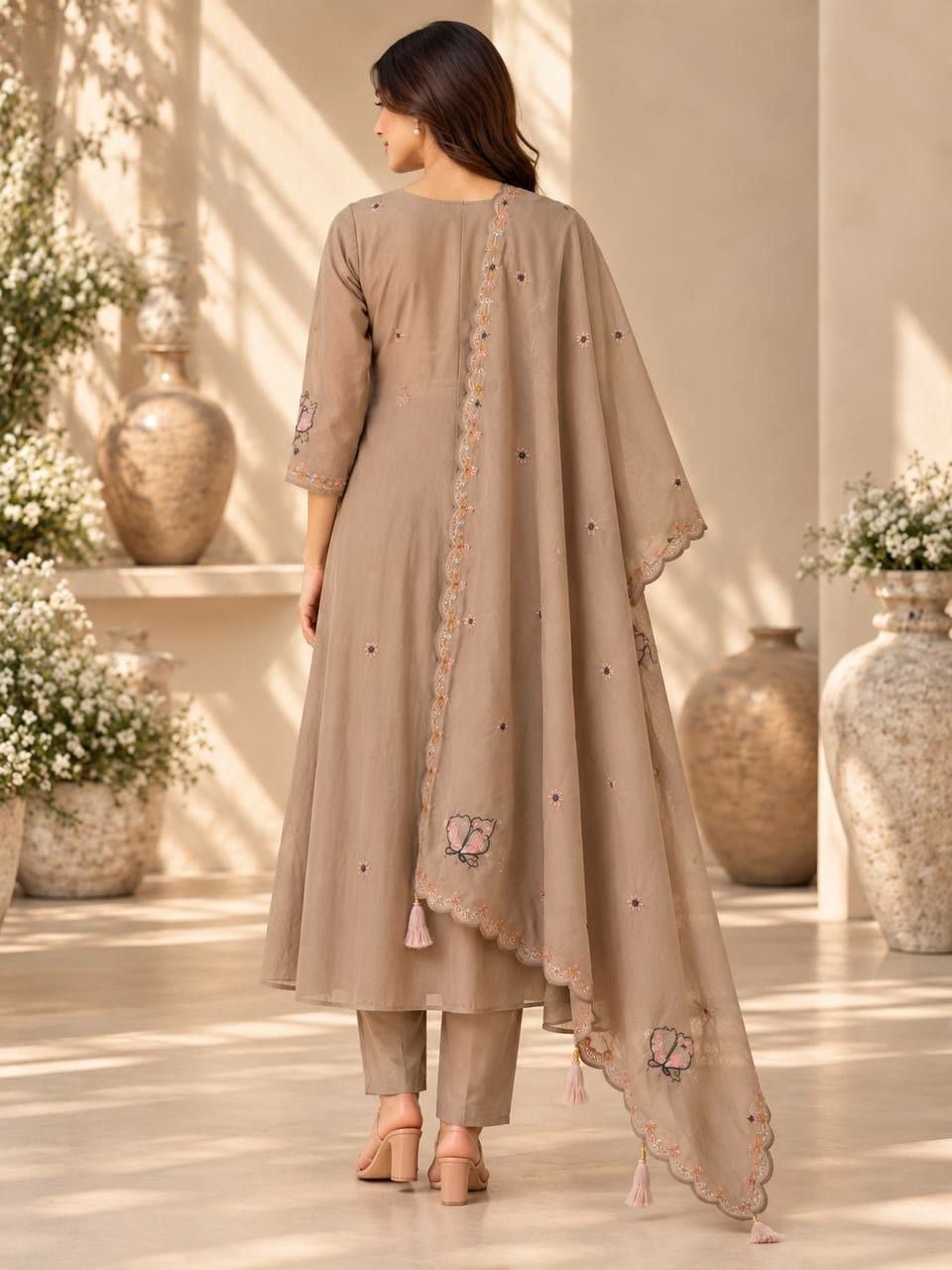 Premium Two-Tone (Too Ton) Silk Suit Set - Brown