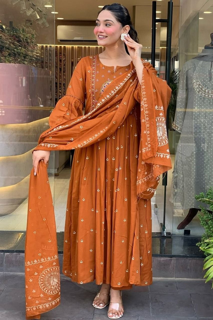 Premium Breathable Cotton Blend Suit Set - Orange