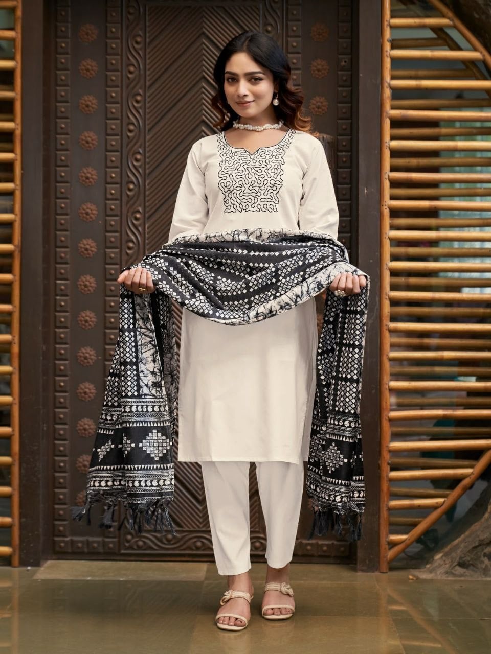 Premium Khadi Cotton Suit Set - White