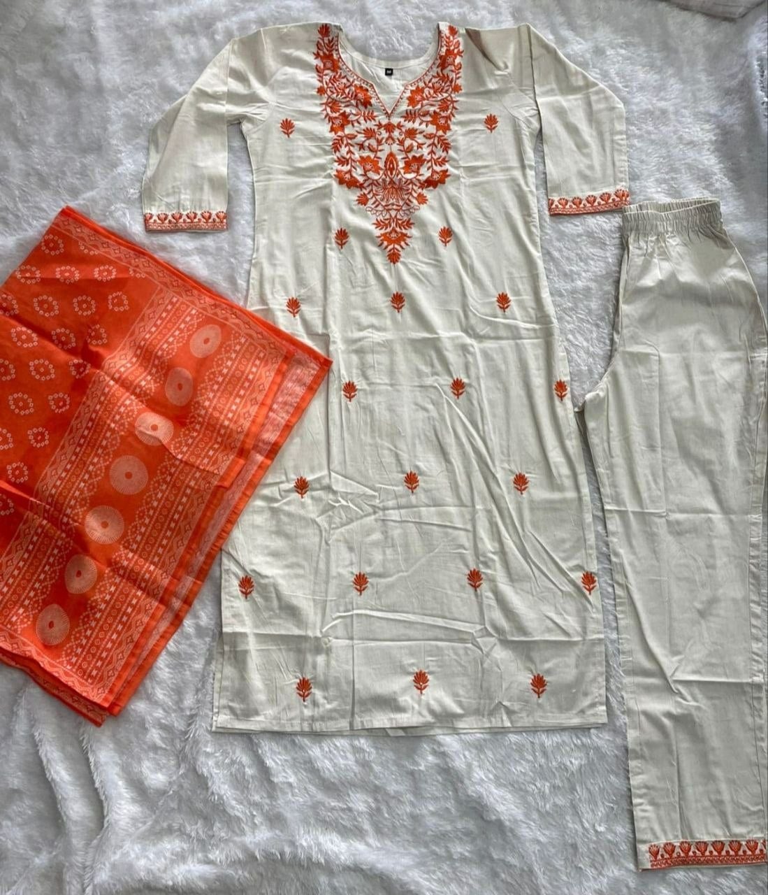 KHADI Cotton Kurta set - Orange