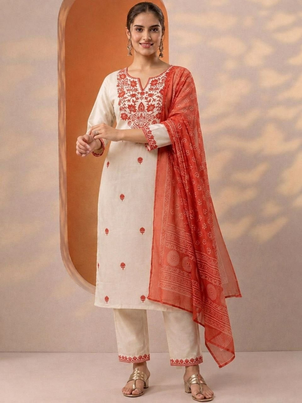 KHADI Cotton Kurta set - Orange