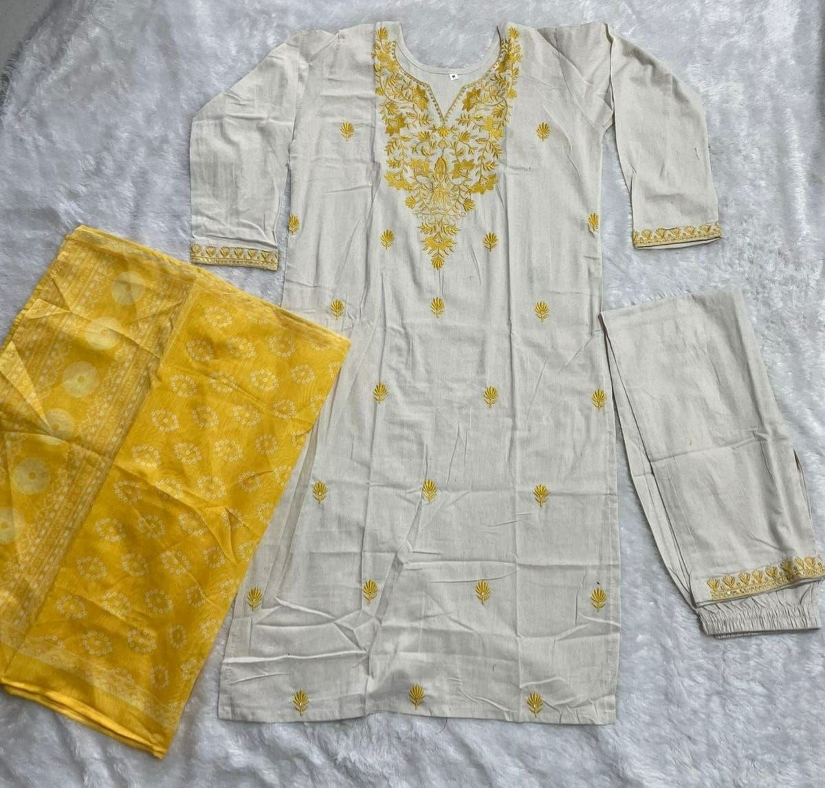 KHADI Cotton Kurta set - Yellow