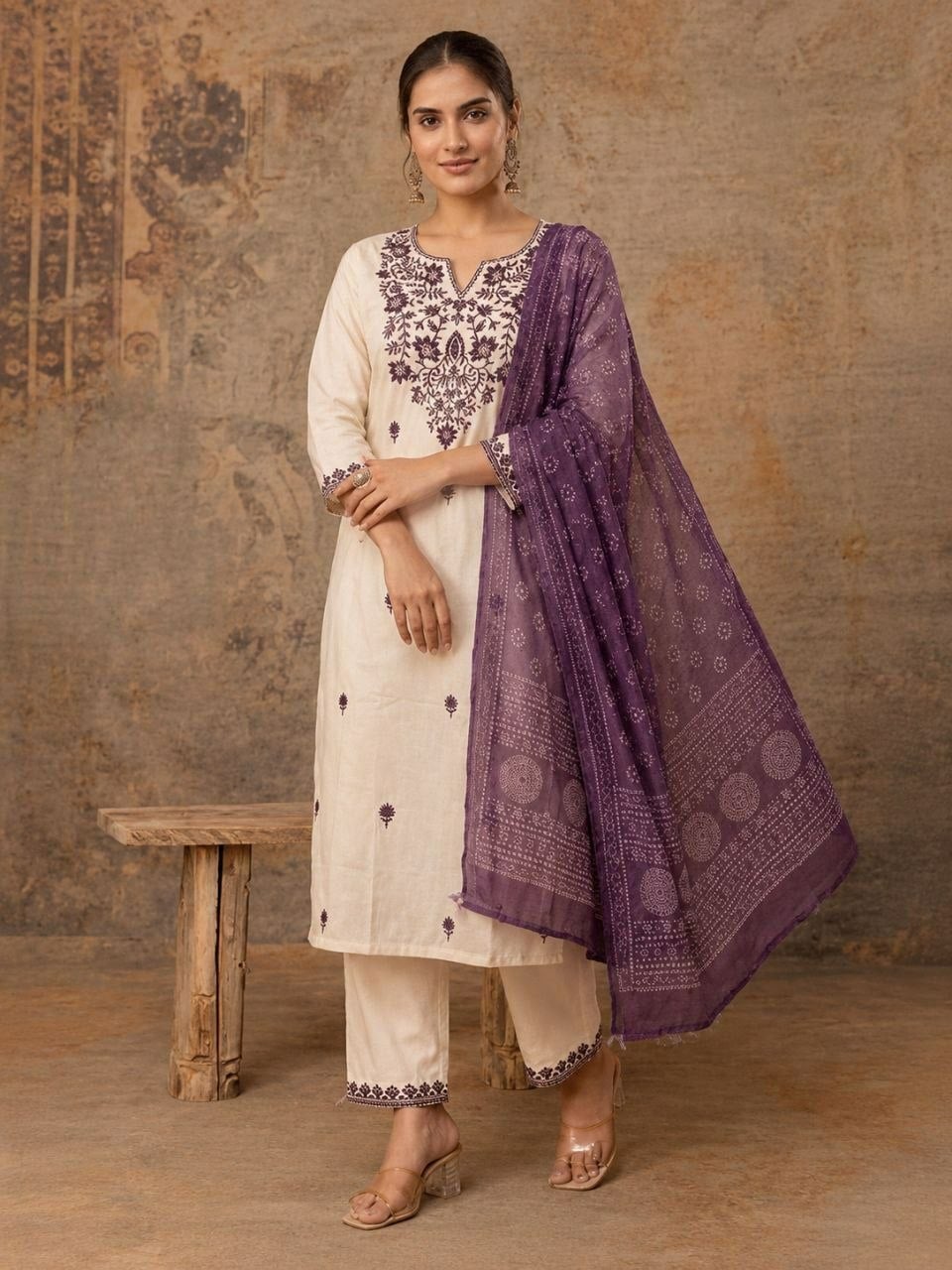 KHADI Cotton Kurta set - Purple