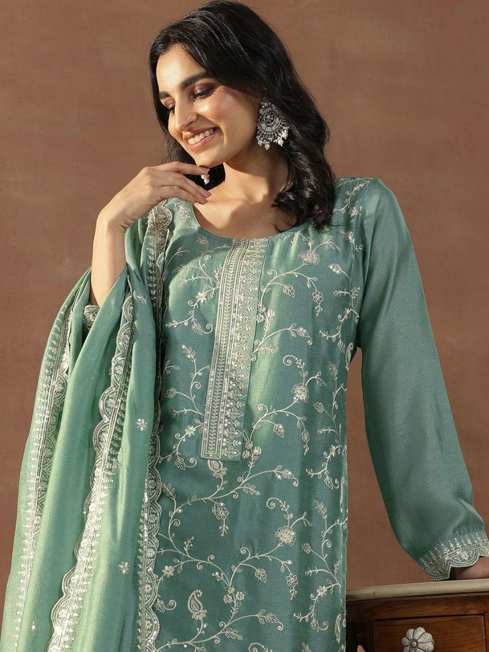 Heavy Vichitra Silk Suit Set