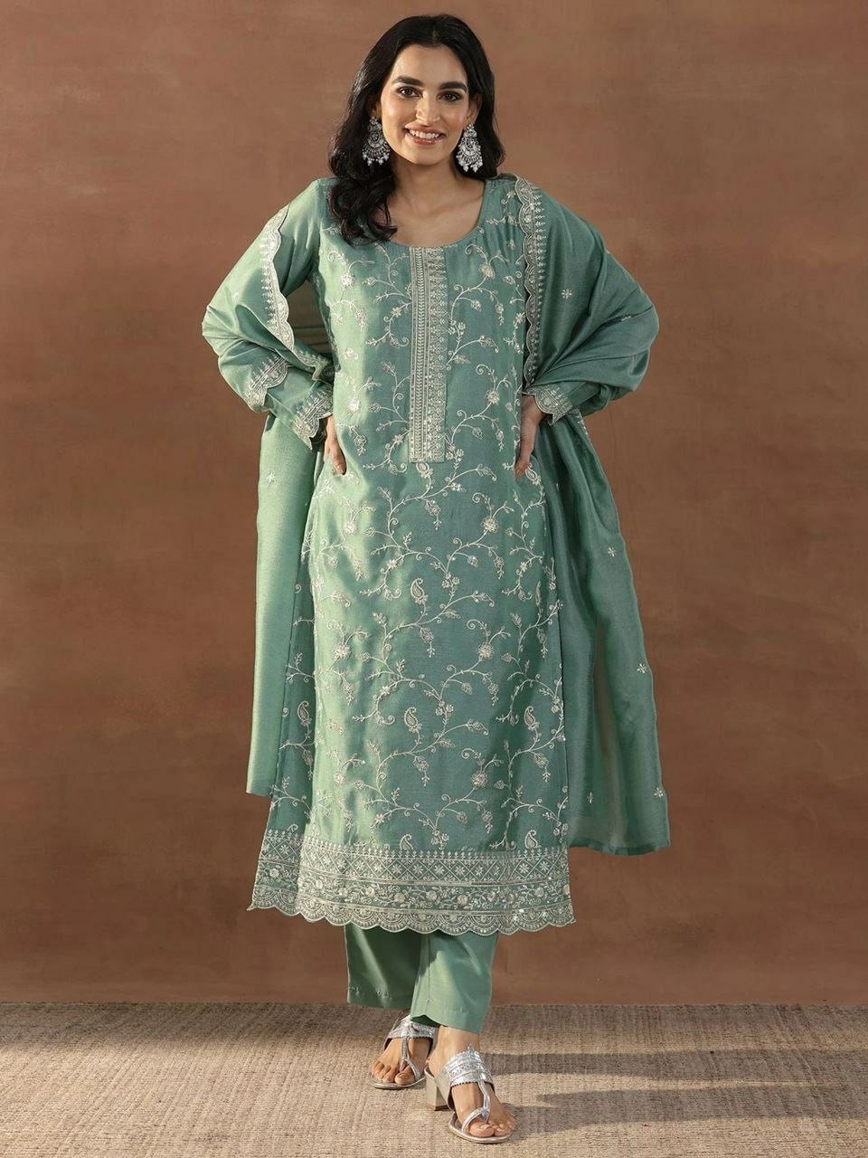 Heavy Vichitra Silk Suit Set - view 1