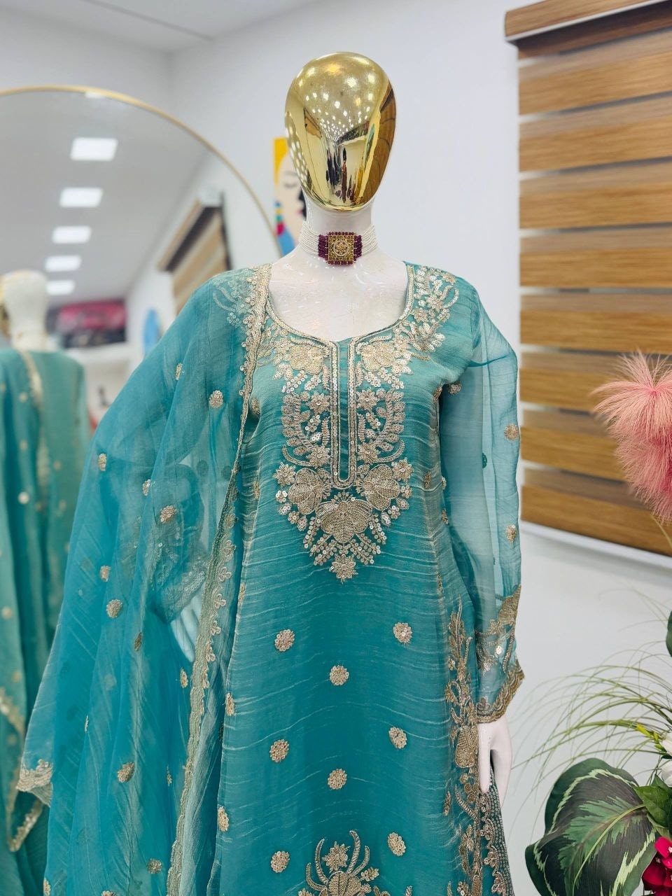 Shalsa Crash Salwar Suit Set - Blue - view 2