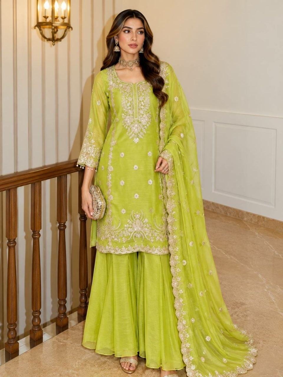 Shalsa Crash Salwar Suit Set - Green