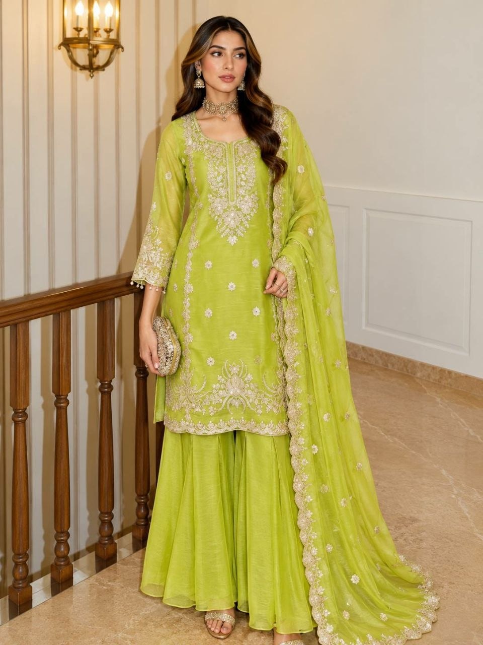 Shalsa Crash Salwar Suit Set - Green - view 2