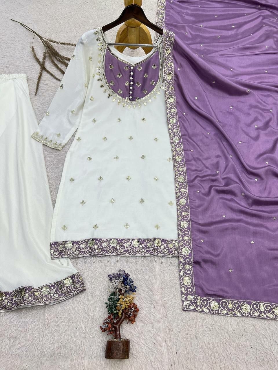Pure Chinon Silk Salwar Suit Set (SIDV2412)