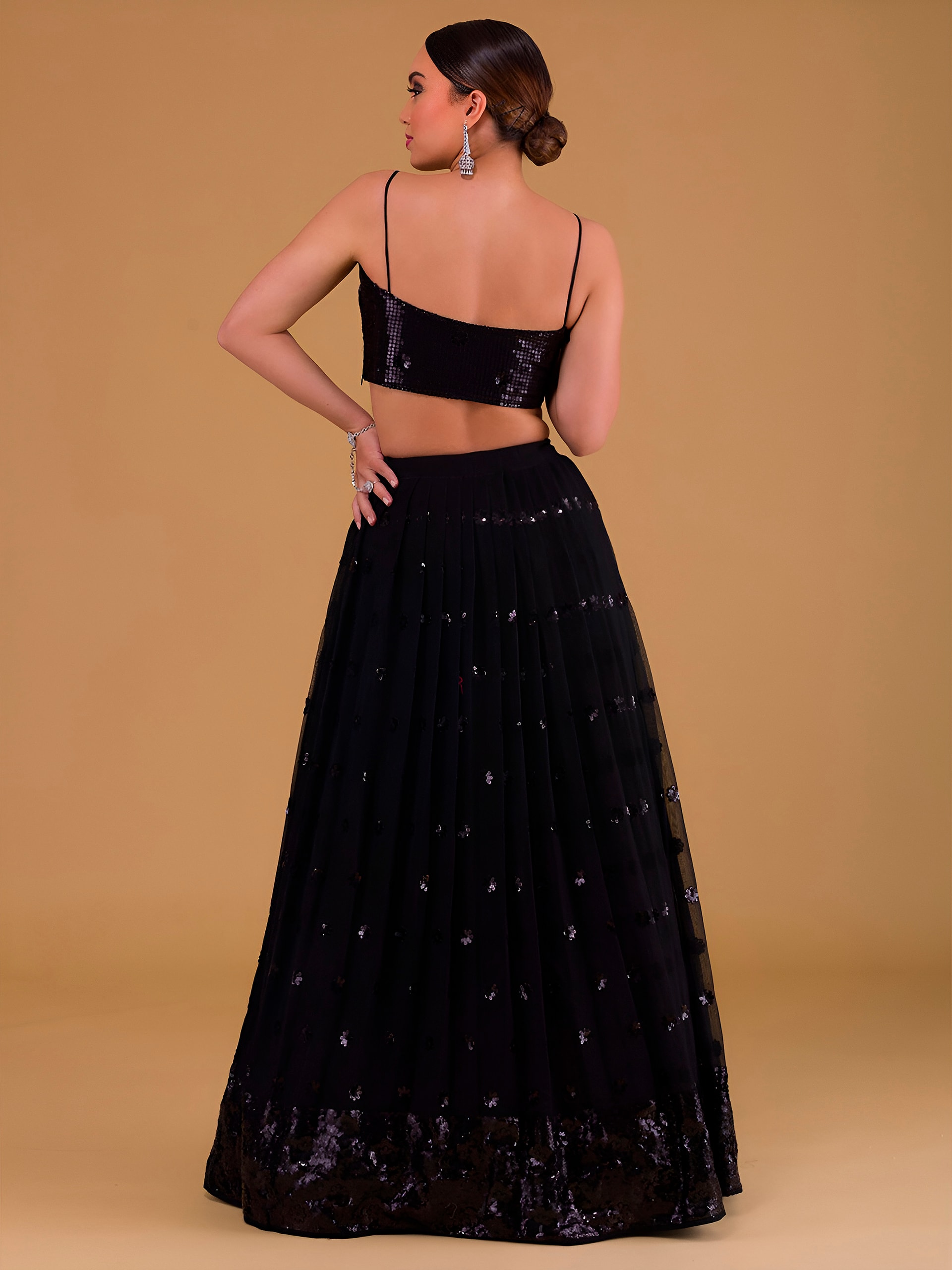 This outfit is a Black Georgette lehenga - Black - view 4