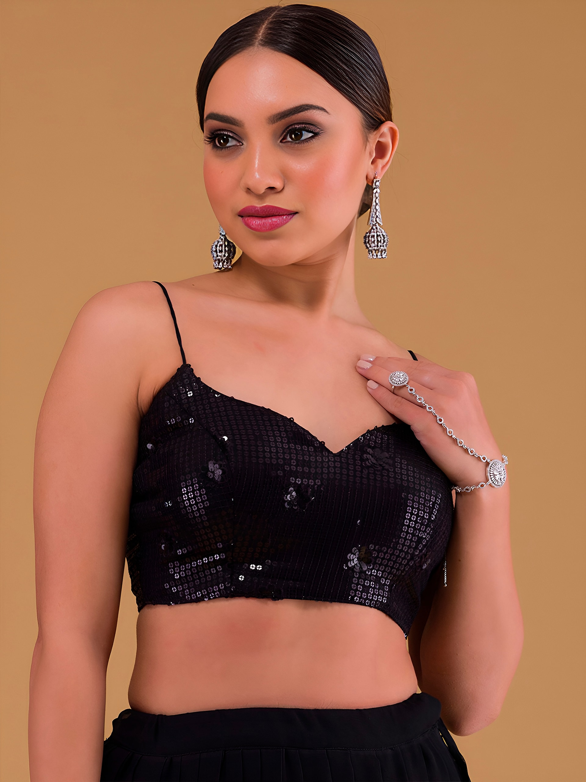 This outfit is a Black Georgette lehenga - Black - view 7