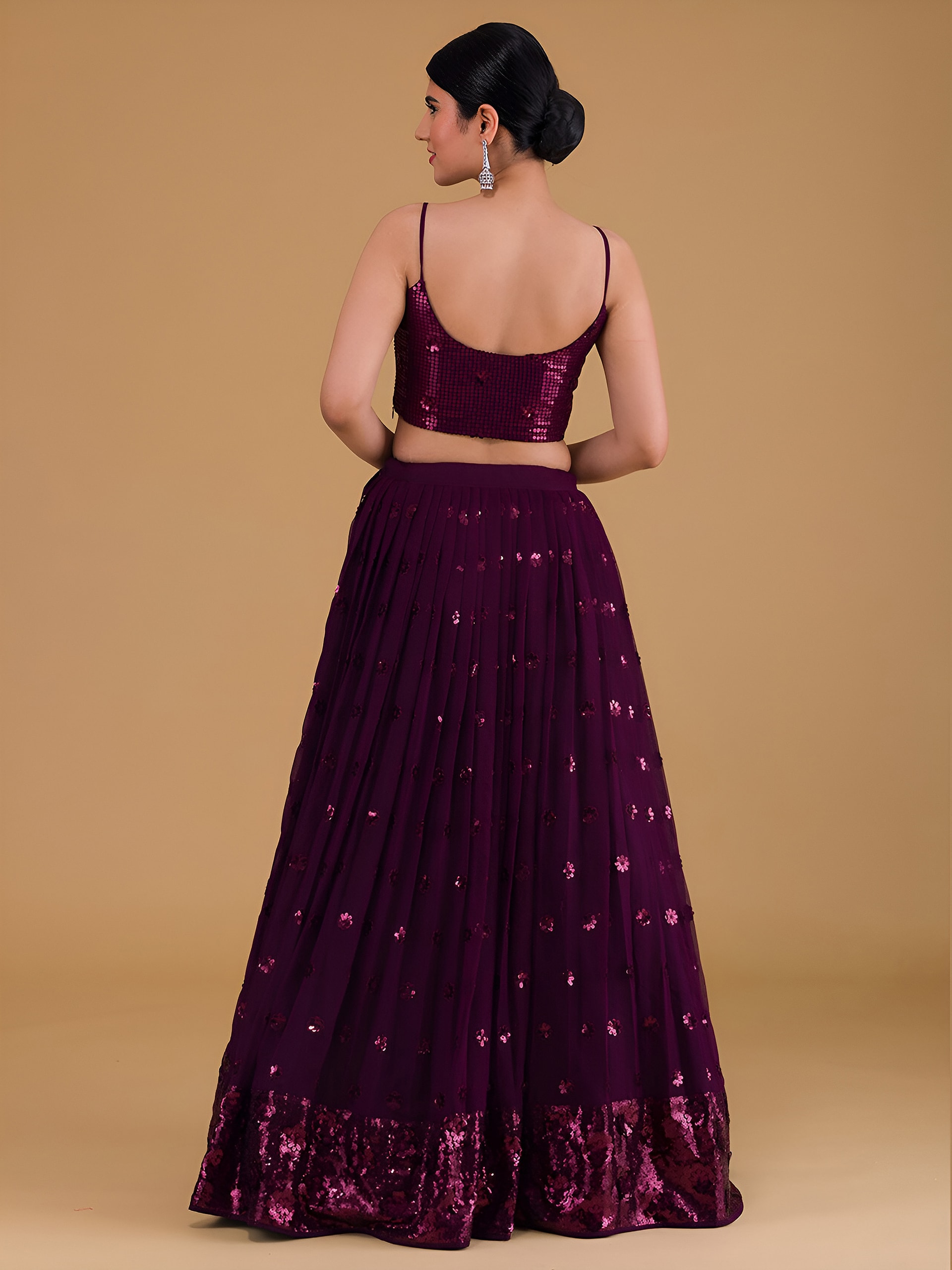 This outfit is a Black Georgette lehenga - Purple - view 4