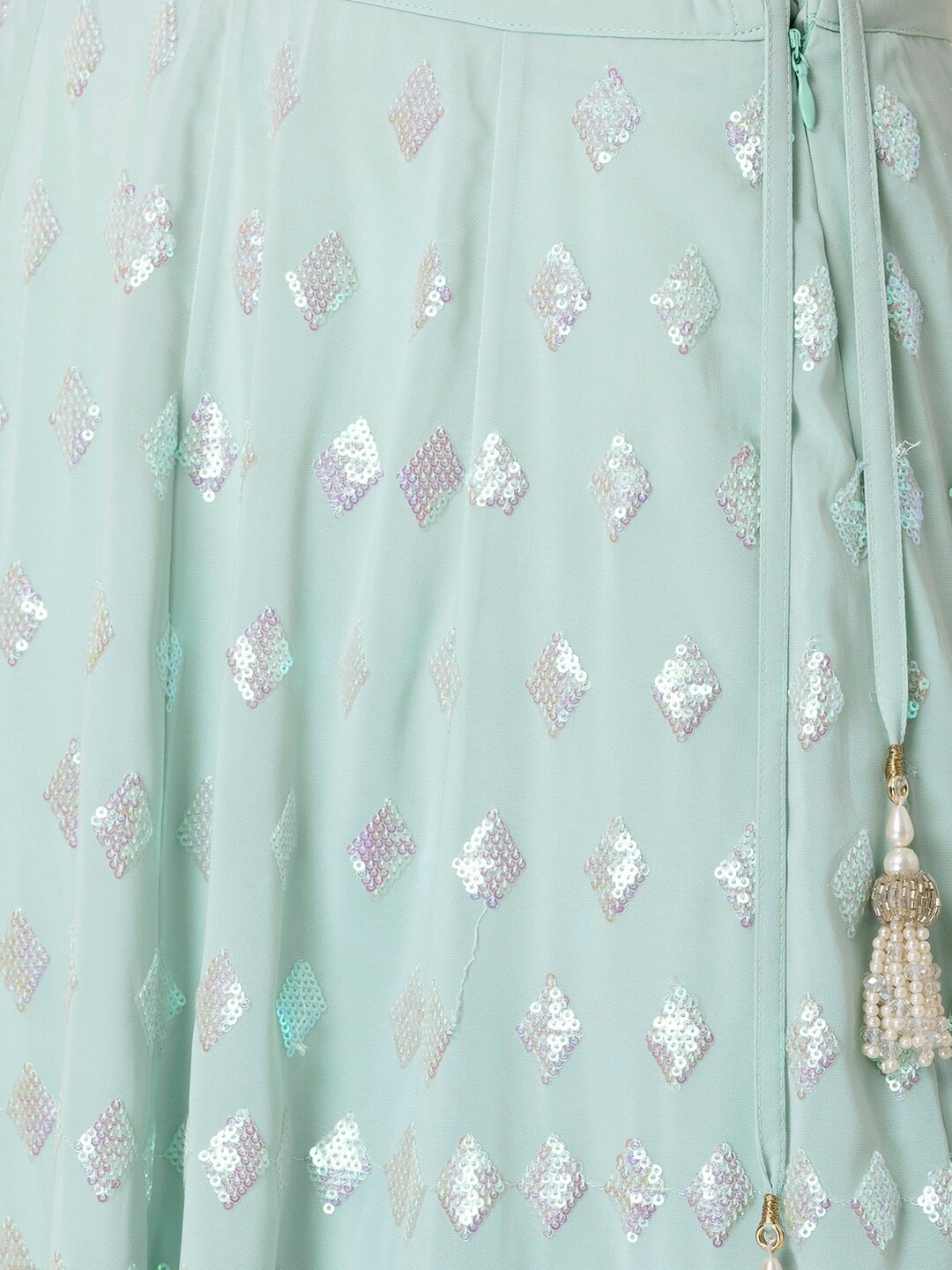 This outfit is a Black Georgette lehenga - Blue - view 5