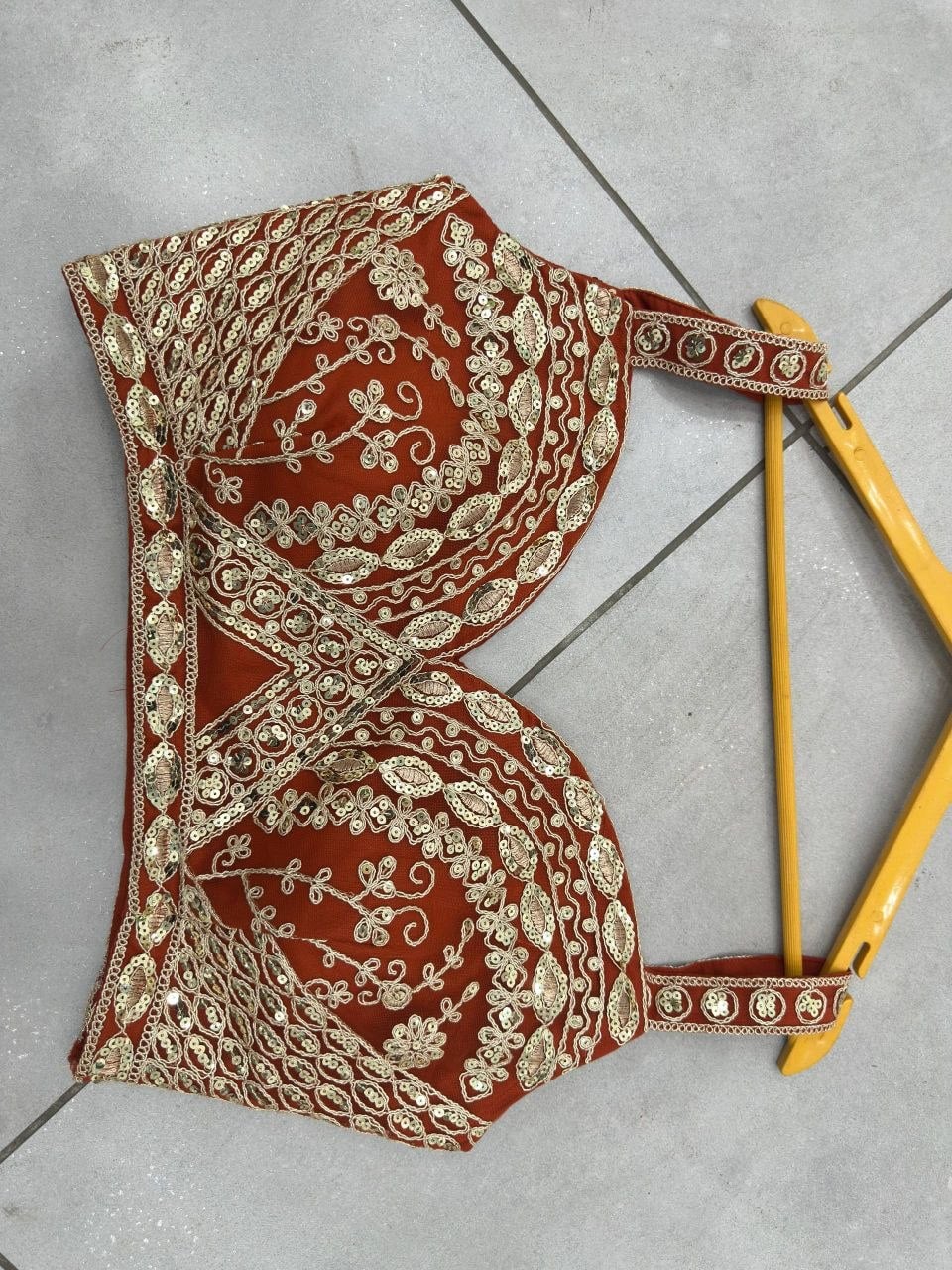 Premium Butterfly Net Lahenga Choli Set - Orange