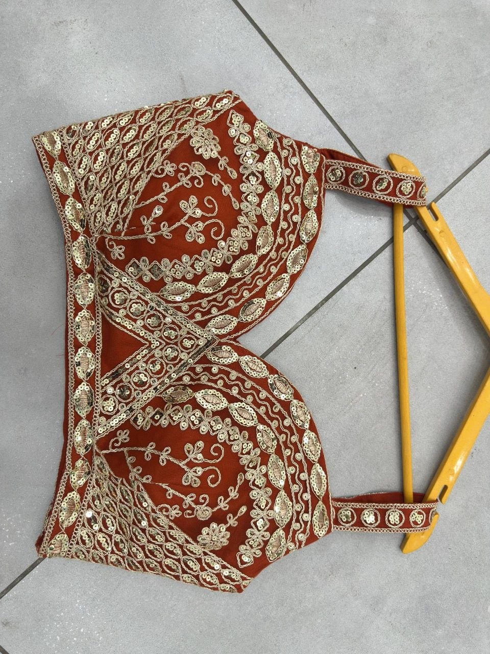 Premium Butterfly Net Lahenga Choli Set - Orange - view 8