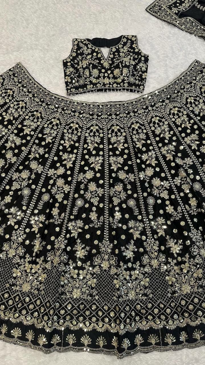 Chinon silk lehenga choli set
