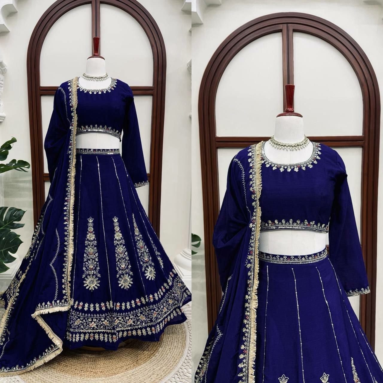 Flowy Chinon lehenga choli set - Purple