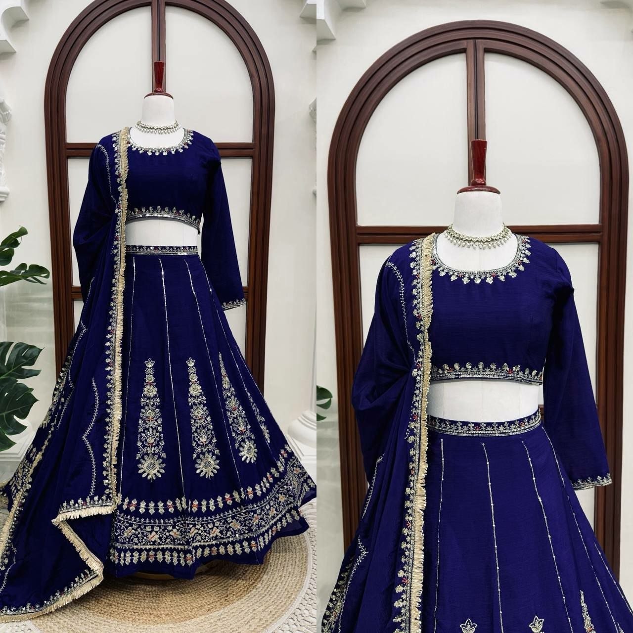 Flowy Chinon lehenga choli set - Purple - view 2
