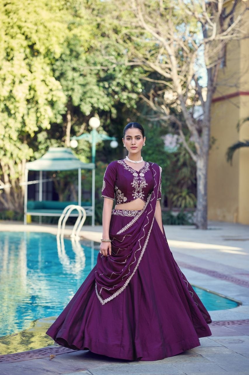 Rangoli Crush lehenga Choli Set - Purple