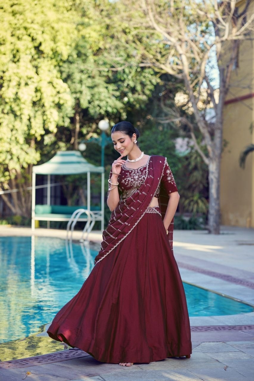 Rangoli Crush lehenga Choli Set - Maroon