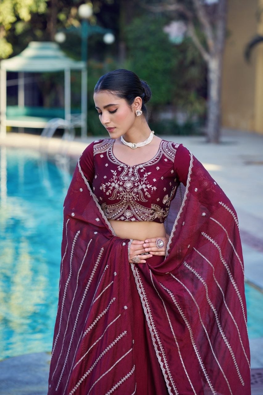 Rangoli Crush lehenga Choli Set - Maroon - view 3
