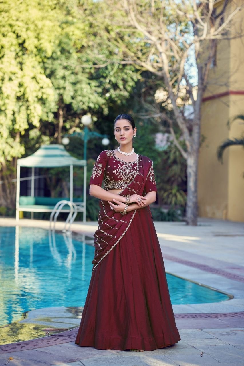 Rangoli Crush lehenga Choli Set - Maroon