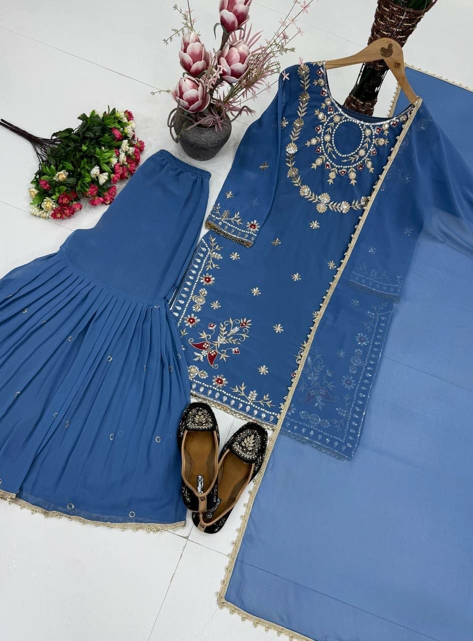 Heavy Faux Georgette Salwar Suit Set (SIDV2237)