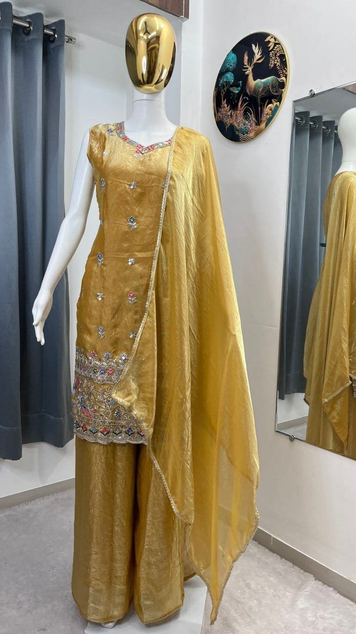 Premium Fendy Silk Salwar Suit Set - Yellow