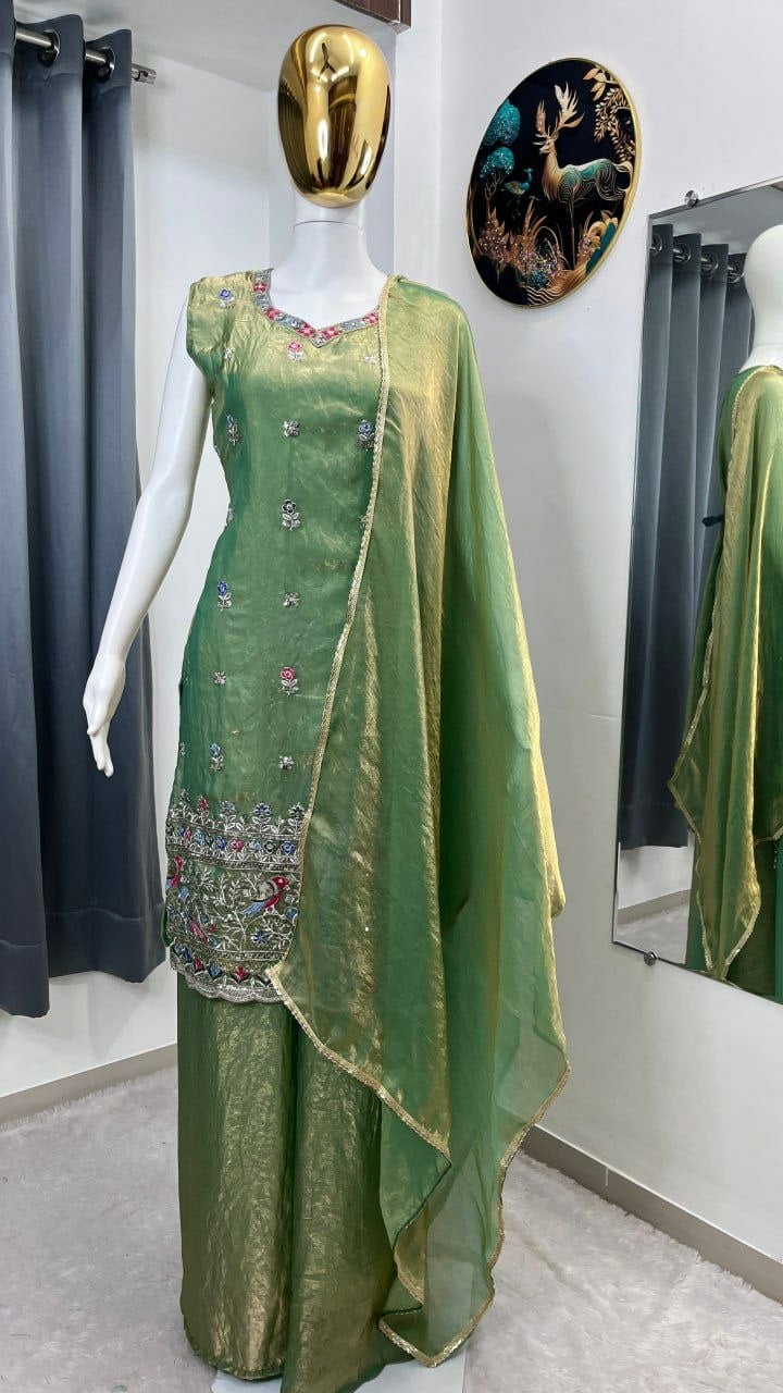Premium Fendy Silk Salwar Suit Set - Green