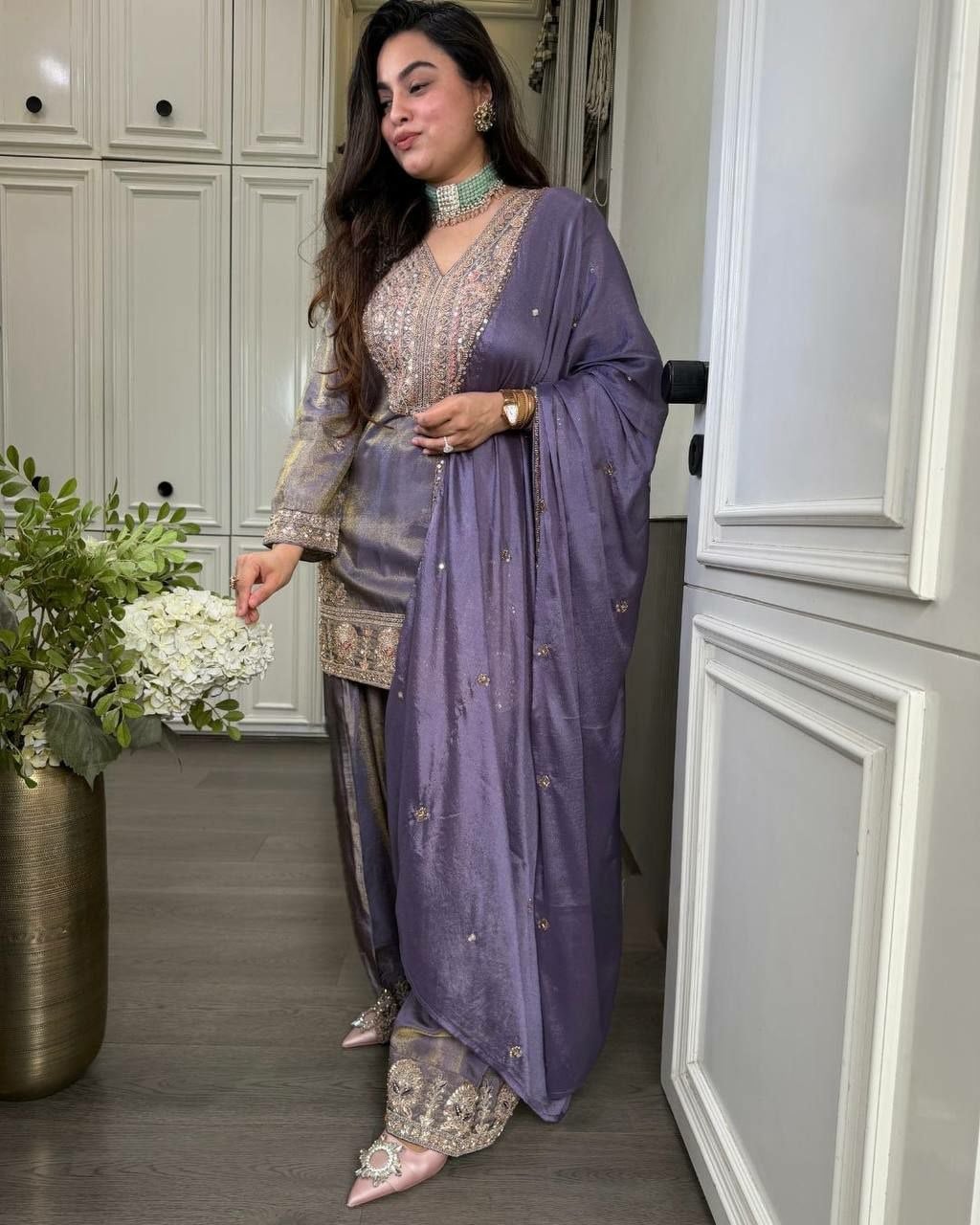 Premium Ronald Silk Salwar Suit Set - Purple