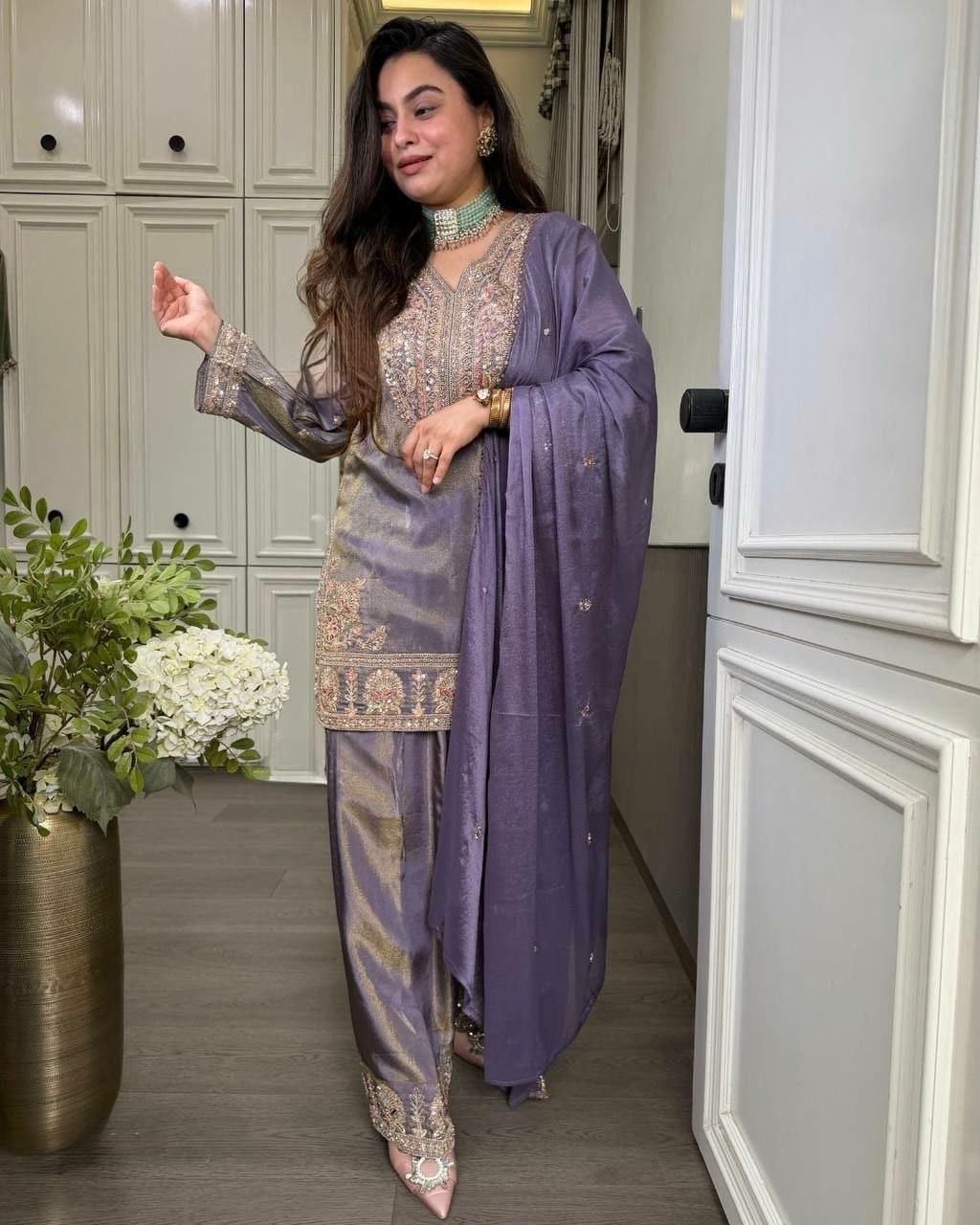 Premium Ronald Silk Salwar Suit Set - Purple