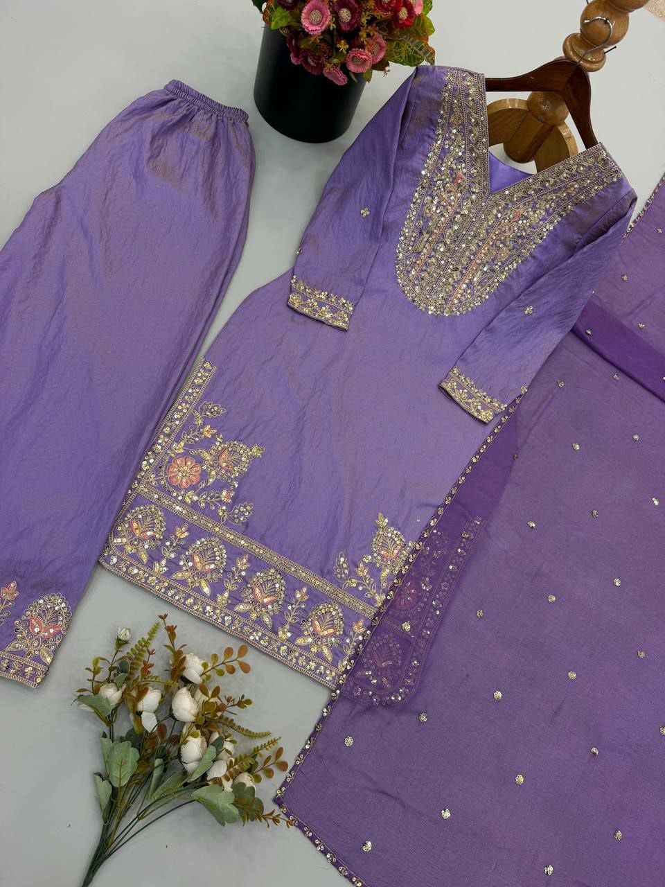 Premium Ronald Silk Salwar Suit Set - Purple - view 4