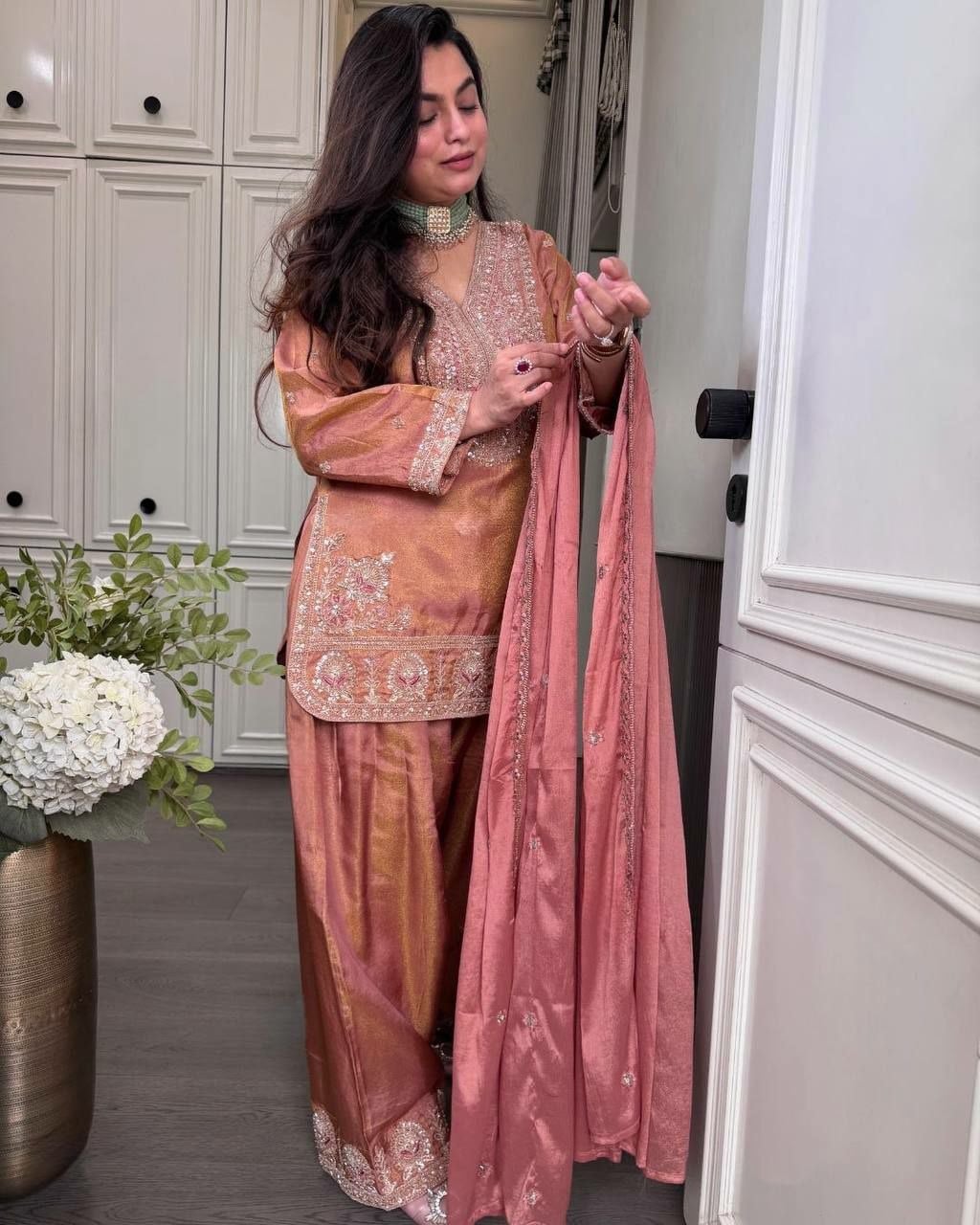 Premium Ronald Silk Salwar Suit Set - Pink