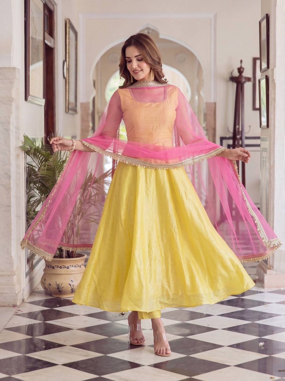 Glass Roman Anarkali Gown Set - view 5
