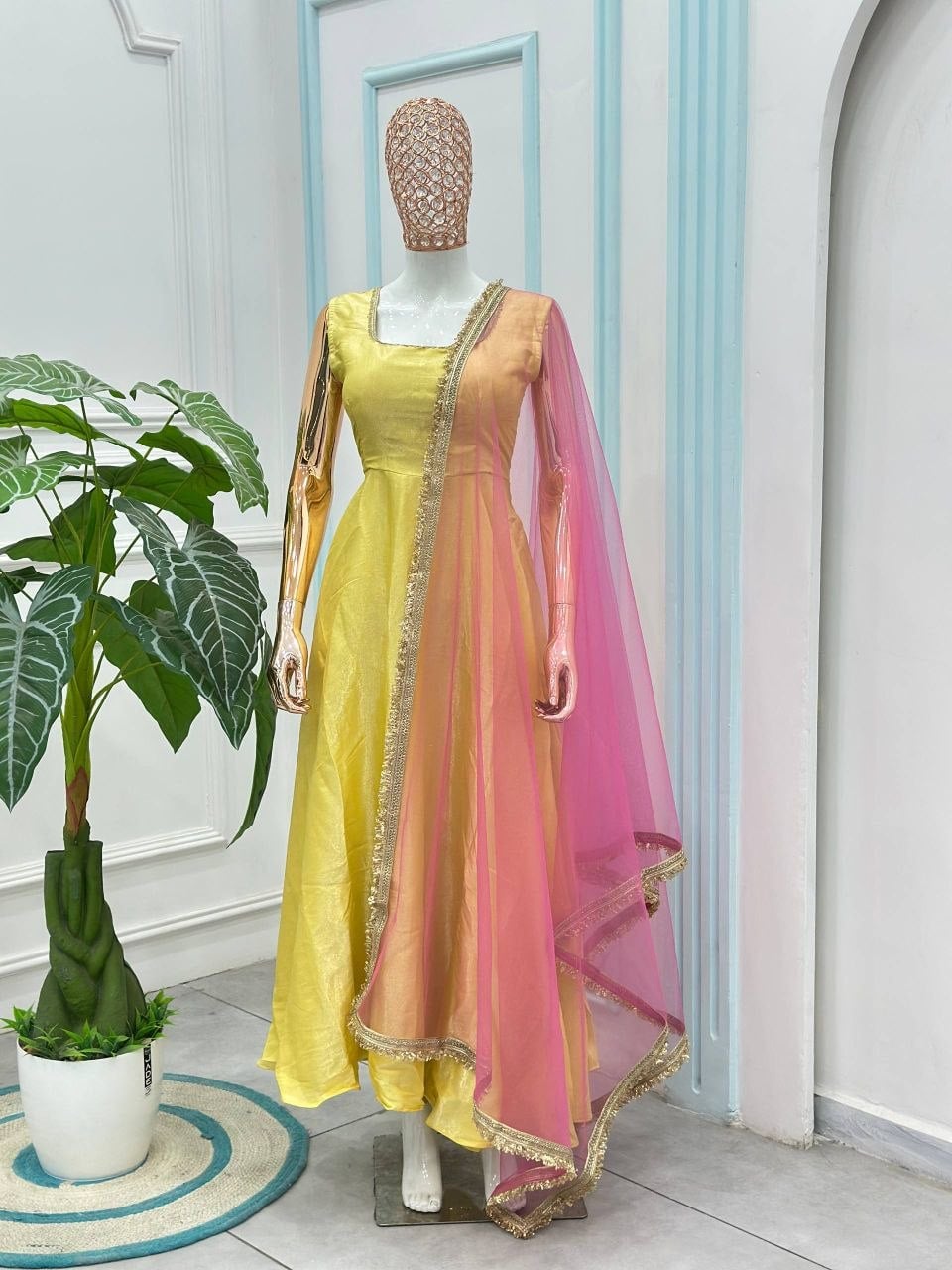 Glass Roman Anarkali Gown Set