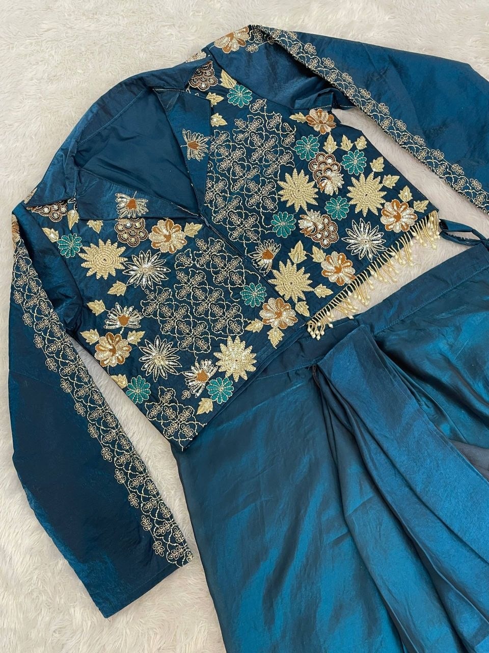 Soft Fandy Satin Silk salwar Suit Set - view 5