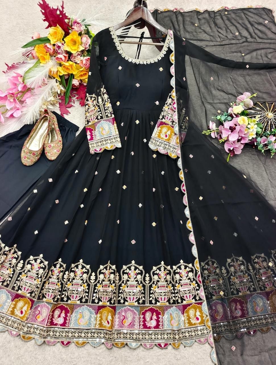 Pure Blooming Georgette Anarkali Gown Set - view 4