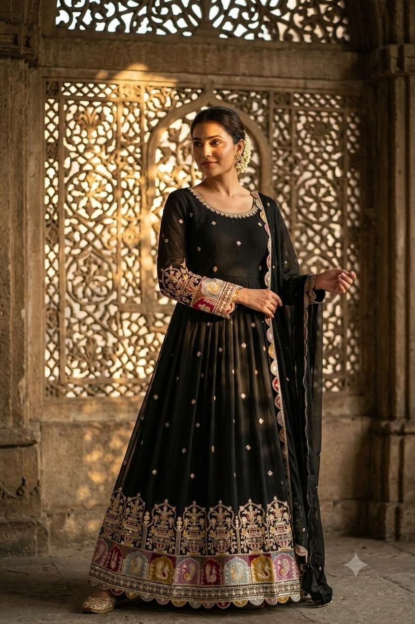 Pure Blooming Georgette Anarkali Gown Set - view 2