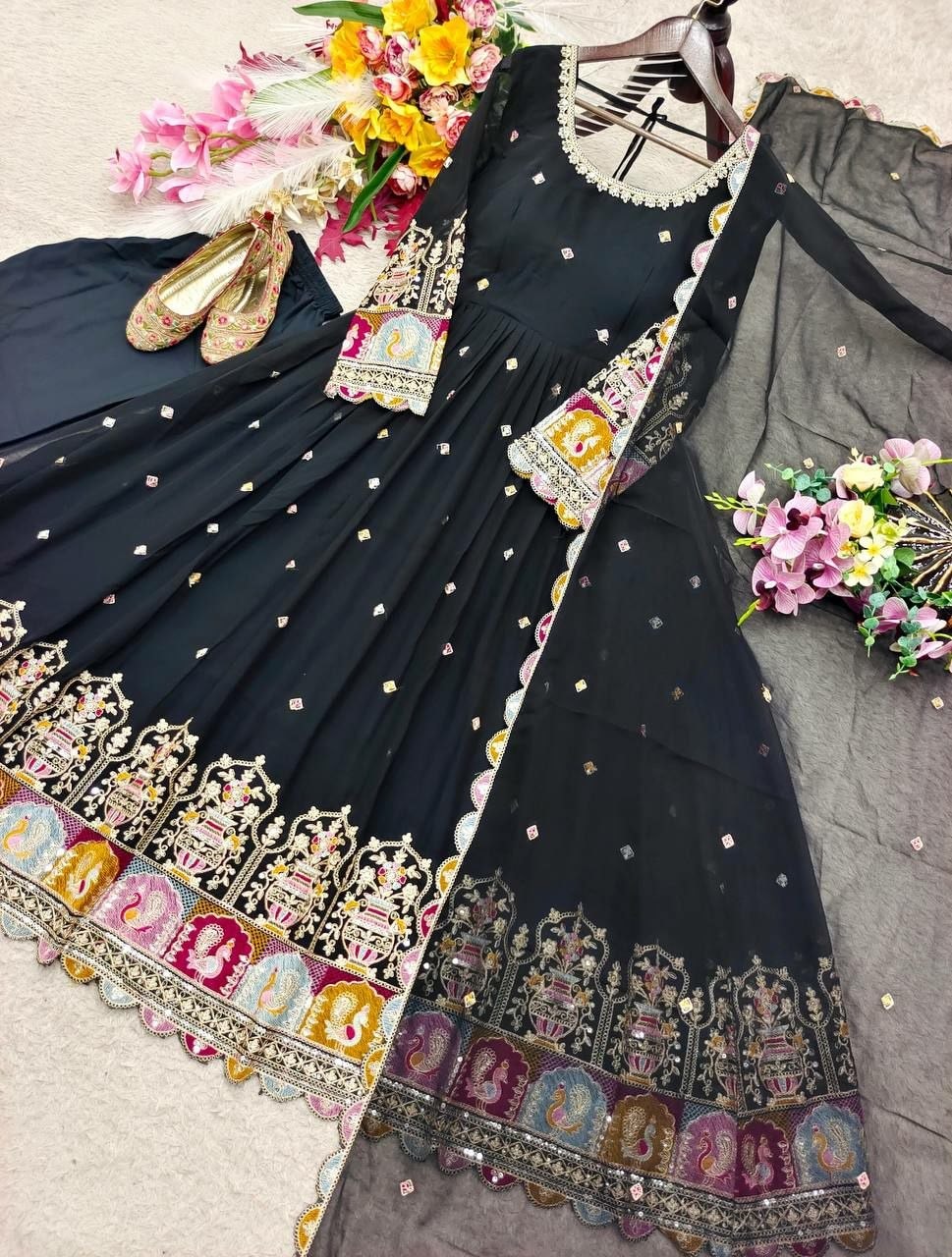 Pure Blooming Georgette Anarkali Gown Set - view 5