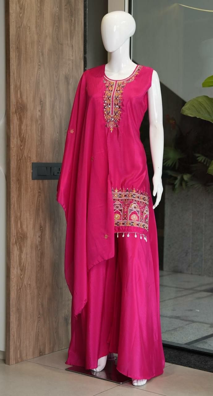 Premium Chinon Salwar suit Set - Pink - view 2