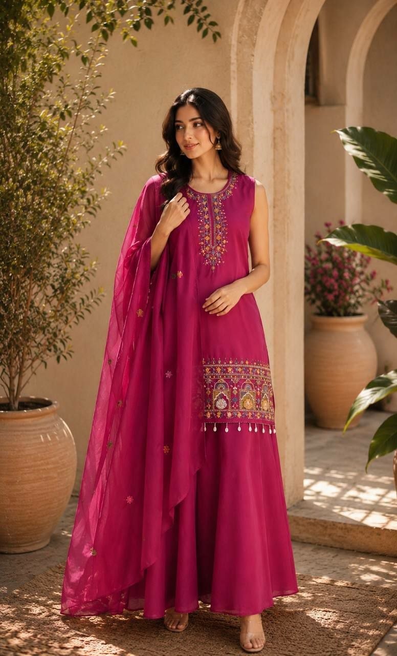 Premium Chinon Salwar suit Set - Pink - view 3