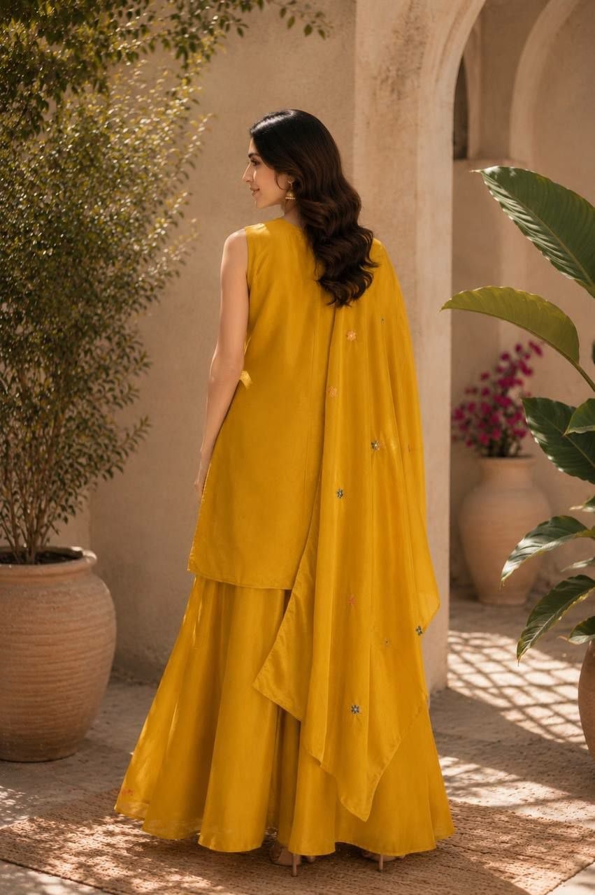 Premium Chinon Salwar suit Set - Yellow