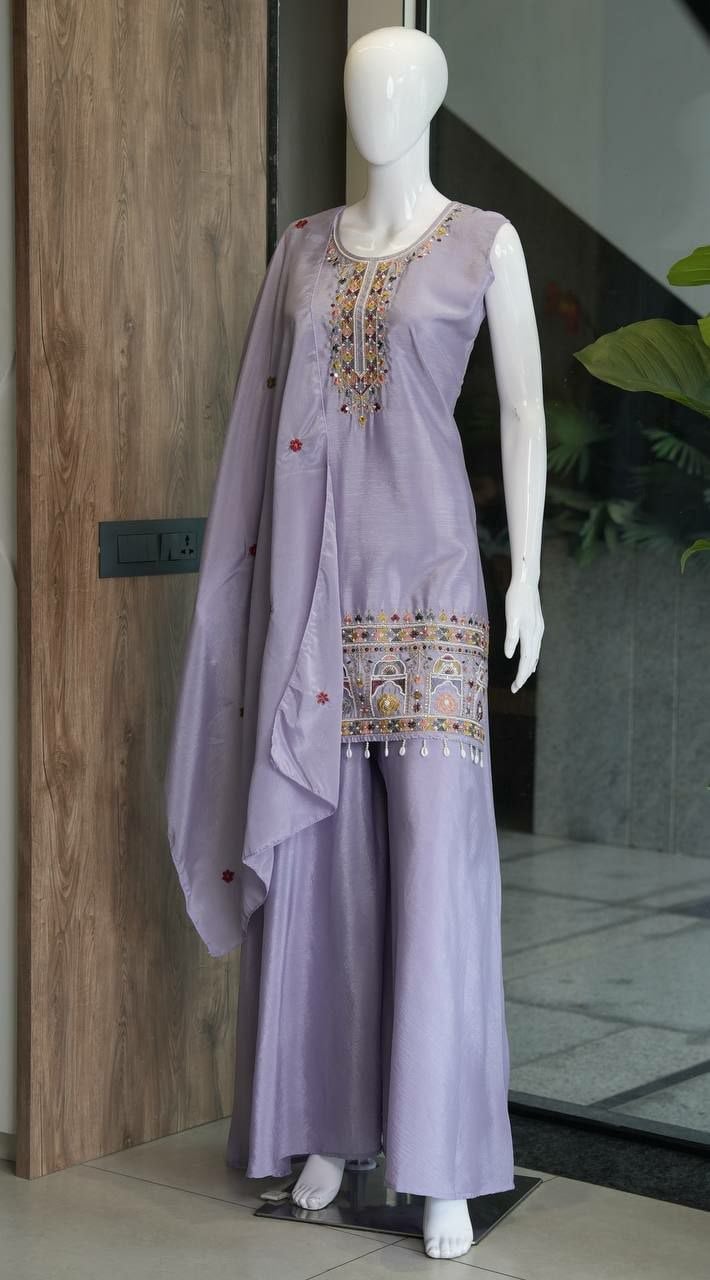 Premium Chinon Salwar suit Set - Purple