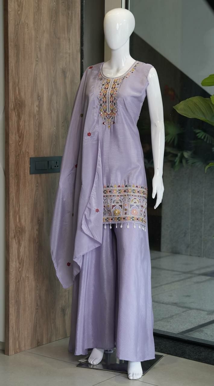Premium Chinon Salwar suit Set - Purple - view 2