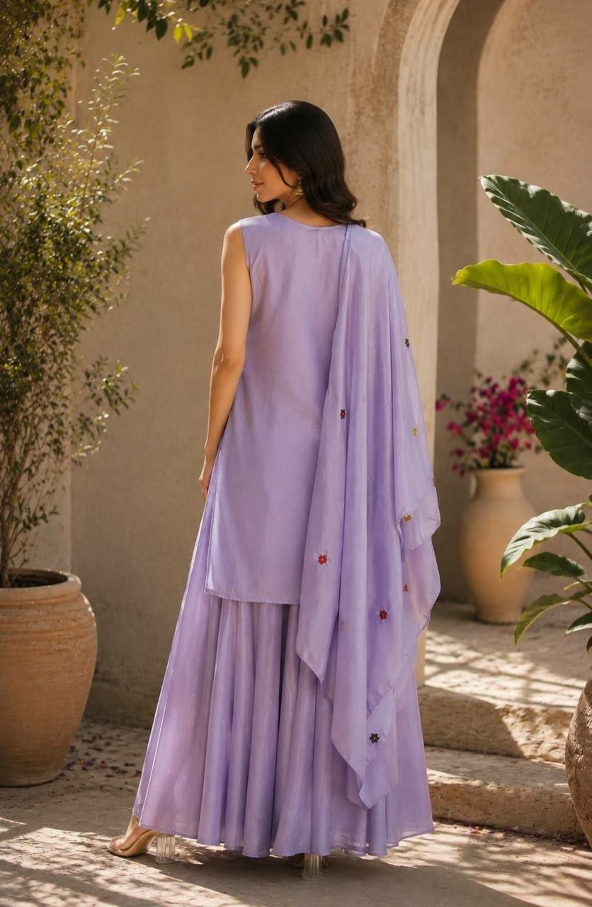 Premium Chinon Salwar suit Set - Purple - view 1