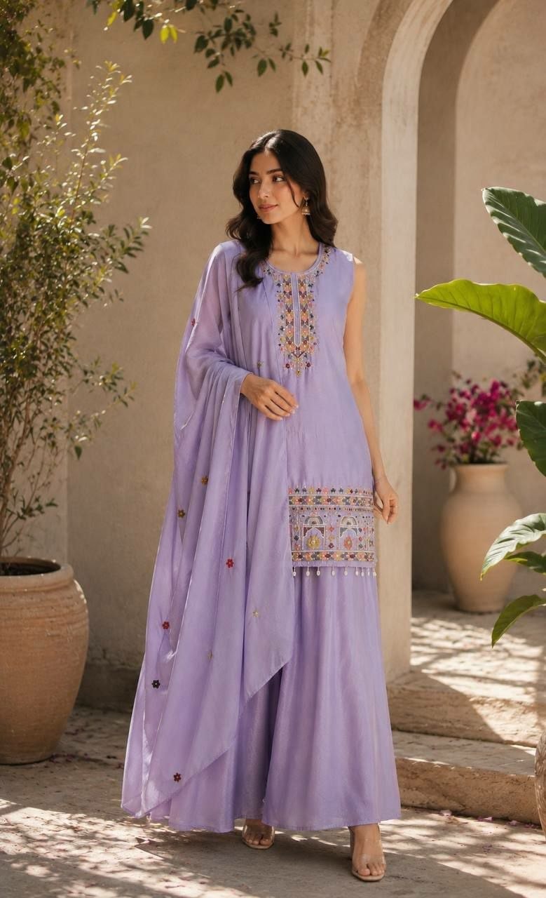 Premium Chinon Salwar suit Set - Purple - view 3